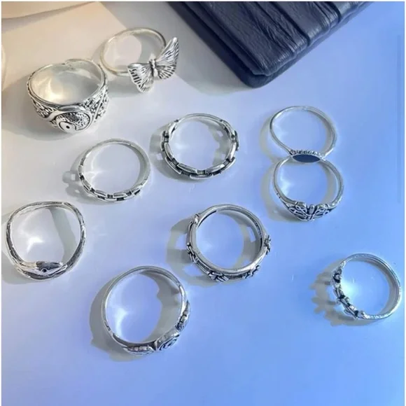 New Set of 10 Silver Rings - Picture 3 of 3